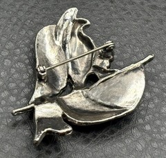 Vintage Pot Metal American Eagle USA Flag Patriotic Enamel Marcasite Pin Brooch