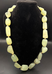 VTG Natural Prehnite Polished Mineral Necklace Hand-Cut Gemstone 155.5g Green