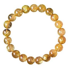 Natural Brazilian Rutilated Quartz Bracelet 8mm Gold Hair Crystal Couple Jewelry