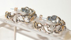 Vtg WM Co. Wheeler Western Two Tone Sterling Silver 12K Gold Hoop Earrings