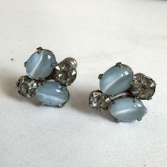 Vintage Lind Gal LG Blue Moonstone Rhinestone Parure Necklace Earring Set MCM