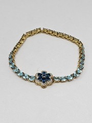 Vintage Gemstone Blue Topaz 925 Bracelet Chuck Clemency