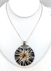 Vintage MERAR Shell Pendant Necklace Sterling Silver 925 Indonesia Statement