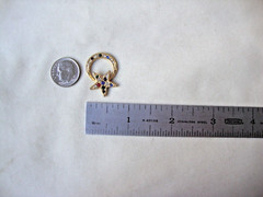 VINTAGE 1980s OPEN STAR & CRESCENT MOON MULTICOLOR RHINESTONE GOLD TONE PENDANT