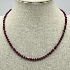 Burgundy Wine Bead Minimalist Necklace HEAVY READ 18″