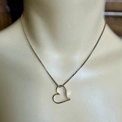 Vintage Pendant Necklace 15 Inch Open Heart 1/20 12k GF Gold Filled Box Chain