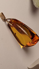 Vintage Soviet Gold 14k, 583 Russian Amber Pendant 8.9g