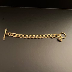 Vintage Juicy Couture Heart Charm Gold tone Link Bracelet 7″