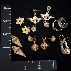 Vintage Earrings Dangle Gold Tone Lot Pierced Dangle Stud Hoop Lot of 6