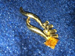 Antique Open Leaf Slide Abstract Baguettes Amber Color Rhinestone 1.5″ Pendant