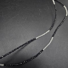 JTV Black Spinel White Topaz Necklace Rhodium Sterling Dainty India Jewelry