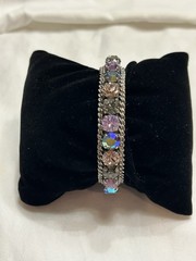 Vintage Sorrelli Cuff Bracelet Multi Color Pastel Swarovski Crystals 7”