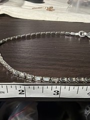 Vintage Baguette Necklace Jeweled Choker Crystal Rhinestone 16.5” Silver Tone