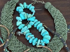 COLLECTOR ESTATE lot Hippie &Modernist Jewelry Boho Amethyst Bib Collar Necklace