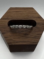Belais Antique Art Deco 18k White Gold and Diamond Wedding Band Inscribed Sz 8