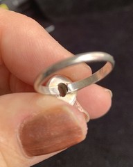 Sterling Silver 925 Smoky Quartz Ring, Handmade Bezel Set Oval Beaded Halo S 6.5