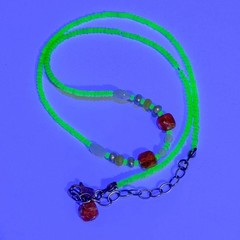 Vintage Sterling Silver 925 UV Glass & Gemstone Necklace 15.5–17.5”