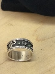 VTG EMERLD STONES TABLET MERCURY CUSTOM RING STERLING SILVER Not Many Made