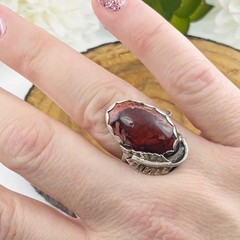 Vintage Sterling Ring Size 6 3/4 7 Native American Mexican Cantera Fire Opal