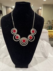 Red And White Rhinestone Necks With 2 “ Extender Costume Jewelry