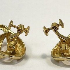 Vintage Napier Hinged Screw Back Earrings Gold Tone Double Loop Links Adjustable