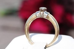 14k multi tone gold ring 0.11ct diamond solitaire engagement 1920’s 4.15g sz5.25