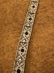 VINTAGE DBJ Signed STERLING & Sapphire Art Deco Style BRACELET! 7 Inch 9mm Wide