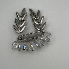 VTG AB Aurora Borealis Crystals Rhinestones 3D Cluster Leaf Brooch Pin Rhodium