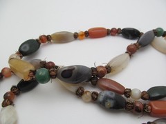 Vintage Quartz Moonstone Agate Long Barrel Natural Stone 12.5mm Necklace 53 In