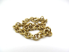 Vintage Gold Tone Round Rolo Link 5.7mm Wide Chain Bracelet 7.75 Inch