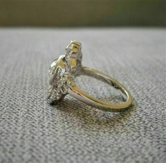 14K White Gold FN Art Deco Style Round Cut Lab Created Diamond Engagement Ring