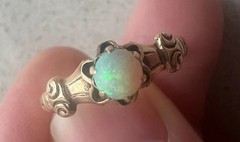 Victorian Antique Opal 10k Yellow Gold Ring Size 7.25 Reduced! Intricate Belt
