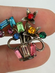 Vintage Earrings Cal Arts Sterling Flower Basket Multicolor Screw On