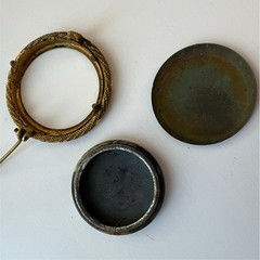 Antique Victorian Tintype Photo Brooch c1885 Ferrotype Portrait Pin Gold C Clasp