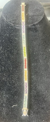 Vintage Sterling 925 Channel Set Square Cut Multi Colored Gemstone Bracelet