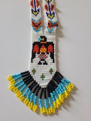 Vintage Handmade Southwest Native American Seed Bead Thunderbird Necklace