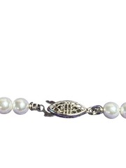 Vintage Plastic Faux Pearl Beaded Drop Necklace Clear Rhinestone Halo