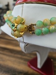 RARE Judy Lee DUCHESSE Peach and Green Mottled Beads/AB Crystals Parure NWT