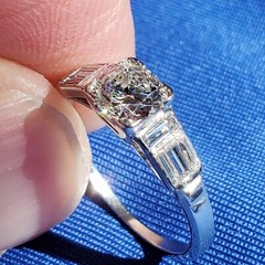 Original EARTH MINED DIAMOND Art Deco Engagement Ring SOLID PLATINUM Solitaire