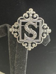Vintage Avon 1991 “Personal Treasures” Initial S Brooch Pin Antique Silver Tone