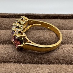 VTG Sterling Silver Multi Gemstone & CZ Gold-Plated Ring Size 7 Fessenden