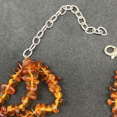VTG Polished Baltic Amber small Chunk Stone Beaded 16″ Necklace 3 strand 30g