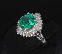 Rare 2.08ct GIA Colombian No Oil Emerald 0.51ct Diamond Platinum Ring Size 4.25