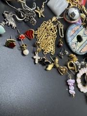 Vintage Single Earrings Lot 66 Pc Mixed Gold Tone Dangle Stud Novelty Craft