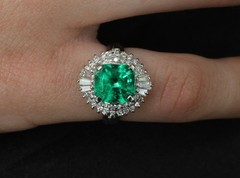 Rare 2.08ct GIA Colombian No Oil Emerald 0.51ct Diamond Platinum Ring Size 4.25
