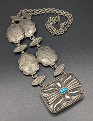 Vintage Estee Lauder Southwestern Style Solid Perfume/Locket Statement Necklace