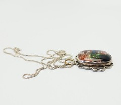 Unique handmade sterling silver Art glass one of a kind necklace signed Randy