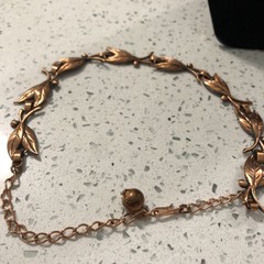 Unsigned Bell Trading Post copper leaf necklace and earring set MCM.