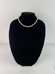 Vintage 90s Carol Lee Single Strand Knotted Faux White Pearl Necklace 15″, K104