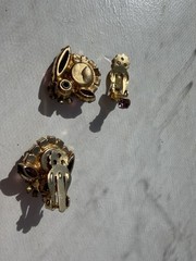 Vintage Gold Tone D&E Purple Glass AB Rhinestone Necklace Bracelet Earrings READ